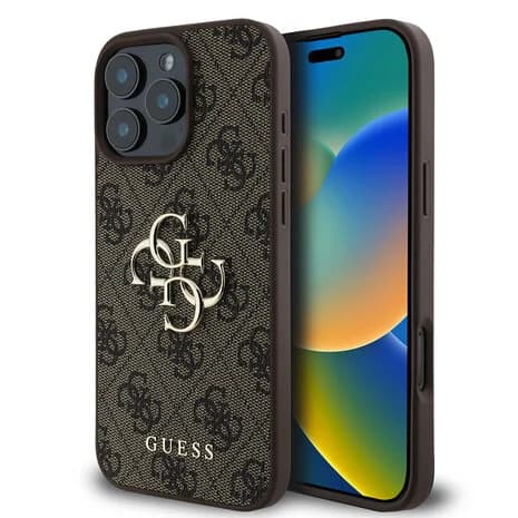 Guess iPhone 16 Pro Max Hoesje | 4G PU Hardcase met Groot Logo