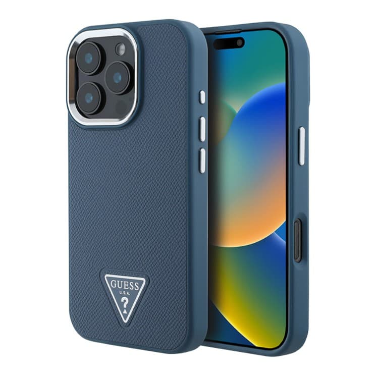 Guess iPhone 16 Pro Max Hoesje | PU Leer met Driehoekig Logo