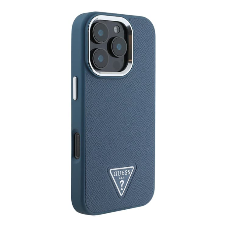 Guess iPhone 16 Pro Max Hoesje | PU Leer met Driehoekig Logo