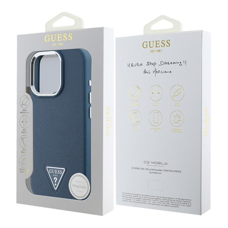 Guess iPhone 16 Pro Max Hoesje | PU Leer met Driehoekig Logo