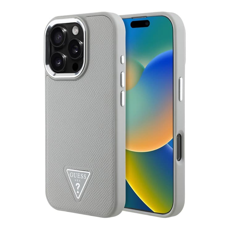 Guess iPhone 16 Pro Max Hoesje | PU Leer met Driehoekig Logo