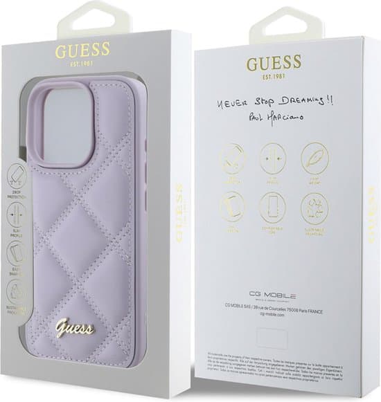 Guess iPhone 16 Pro Max Hoesje | PU Gewatteerd + Metaal Logo