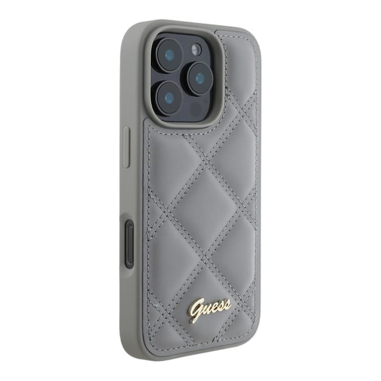 Guess iPhone 16 Pro Max Hoesje | PU Gewatteerd + Metaal Logo