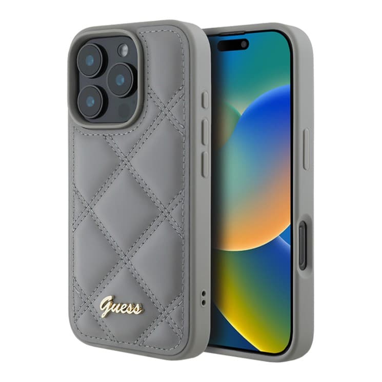 Guess iPhone 16 Pro Max Hoesje | PU Gewatteerd + Metaal Logo