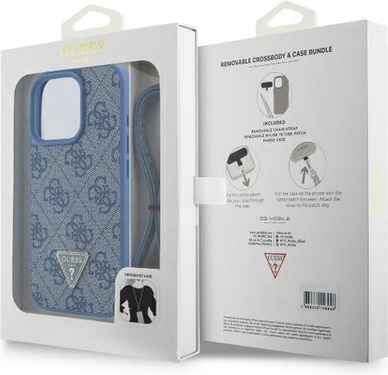 Guess iPhone 16 Pro Max Crossbody Case | PU Leather + Metal Logo & Strass