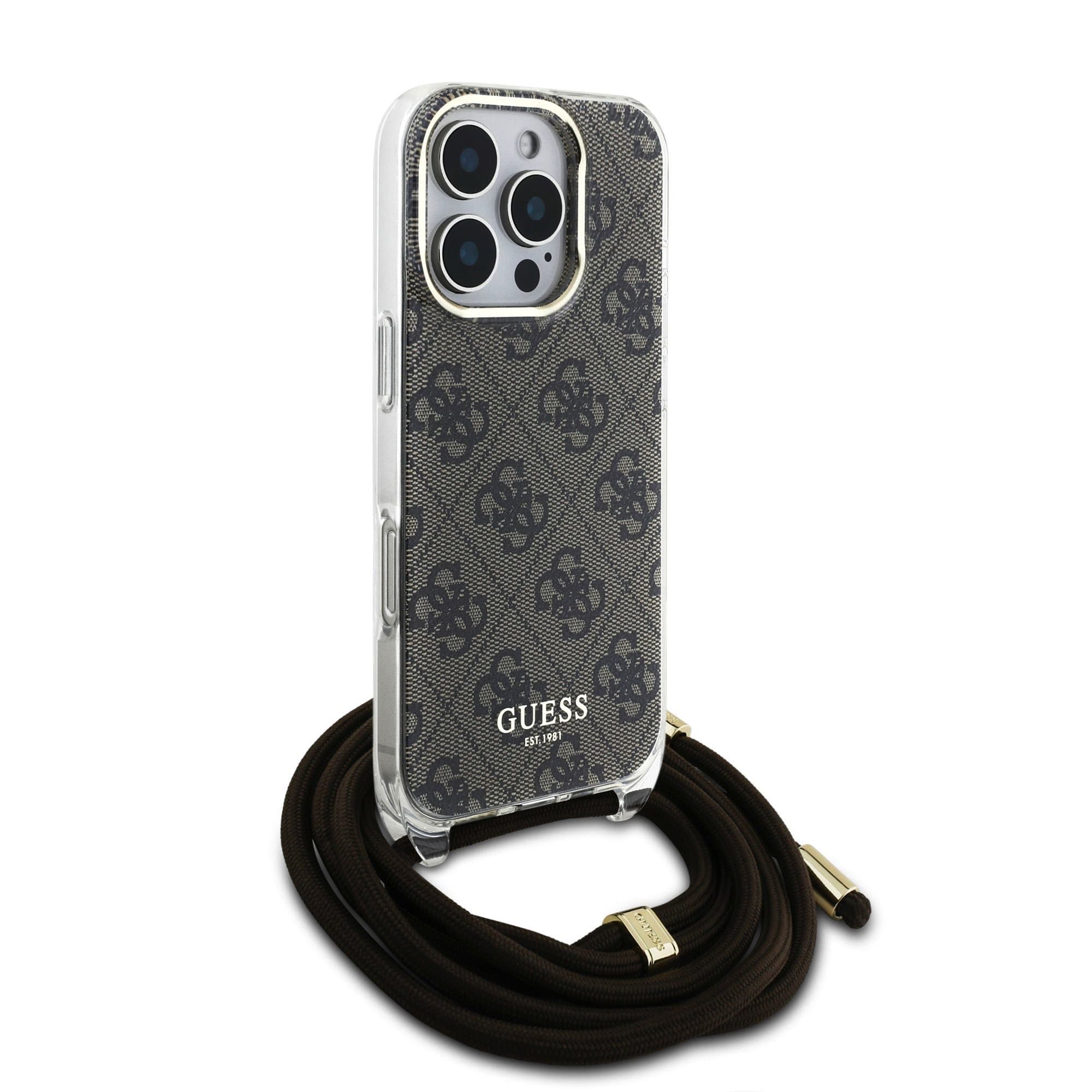 Guess iPhone 16 Pro Max Crossbody Hardcase | 4G Print & Draagkoord
