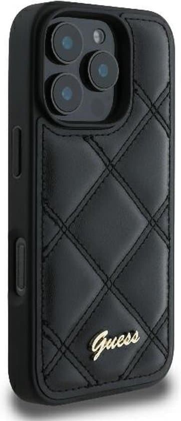 Guess iPhone 16 Pro Hardcase | PU Leather Quilted Metal Logo