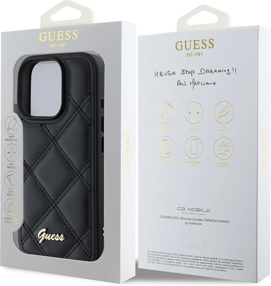 Guess iPhone 16 Pro Hardcase | PU Leather Quilted Metal Logo