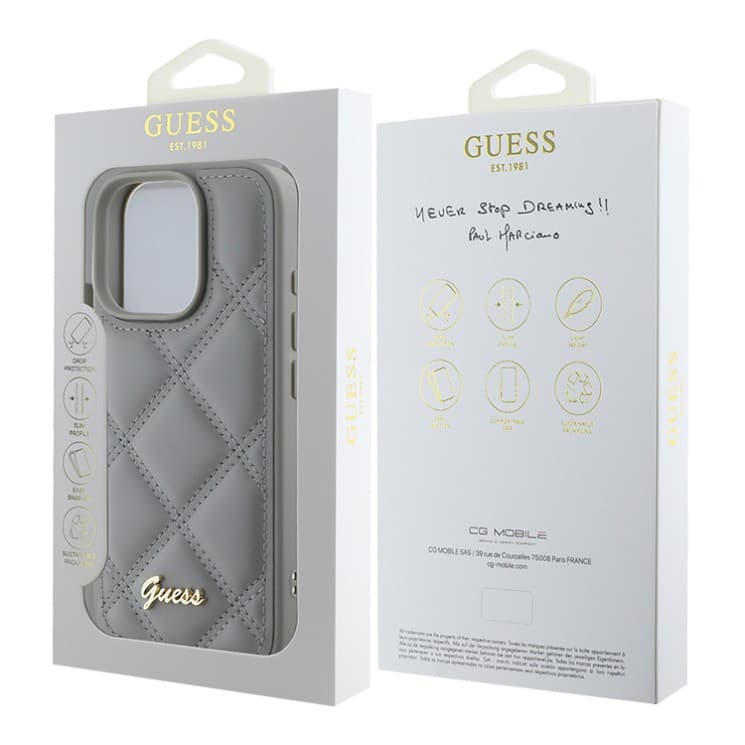 Guess iPhone 16 Pro Hardcase | PU Leather Quilted Metal Logo