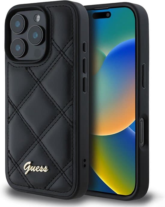 Guess iPhone 16 Pro Hardcase | PU Leather Quilted Metal Logo