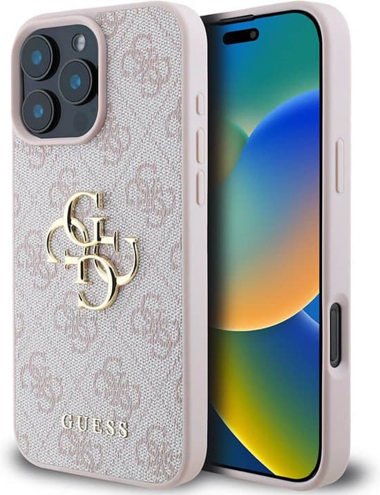 Guess iPhone 16 Pro Hoesje | Blauw Hardcase 4G Groot Logo