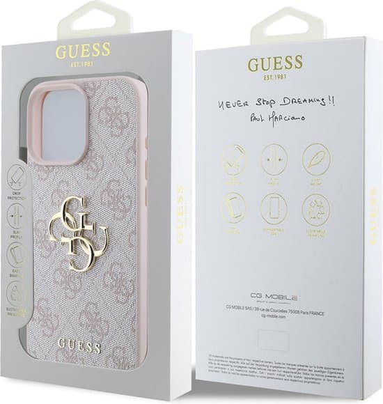 Guess iPhone 16 Pro Hoesje | Blauw Hardcase 4G Groot Logo