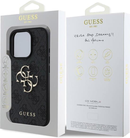 Guess iPhone 16 Pro Hoesje | Blauw Hardcase 4G Groot Logo