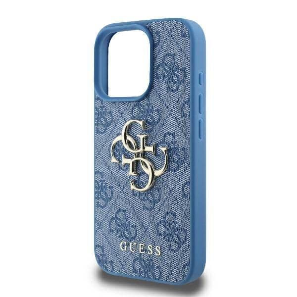 Guess iPhone 16 Pro Hoesje | Blauw Hardcase 4G Groot Logo
