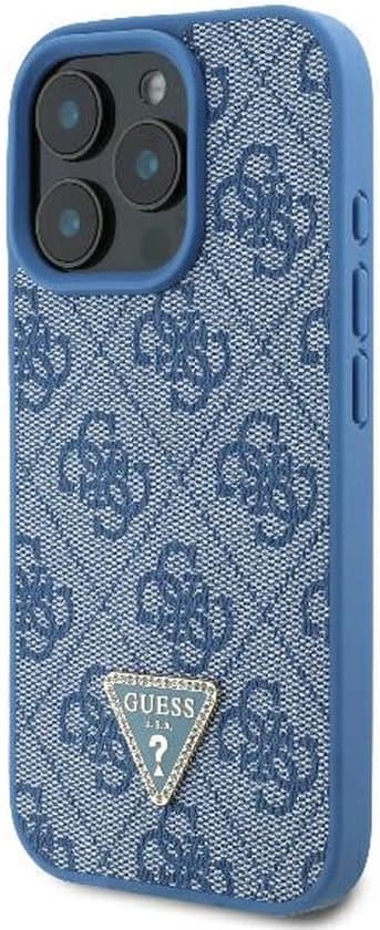 Guess iPhone 16 Pro Hoesje | PU-leer Metaal Logo Strass Crossbody