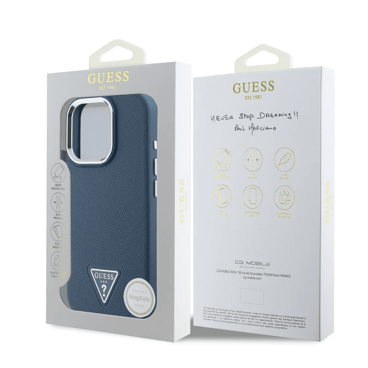 Guess iPhone 16 Pro Hoesje | PU Leder + Driehoek Logo | MagSafe