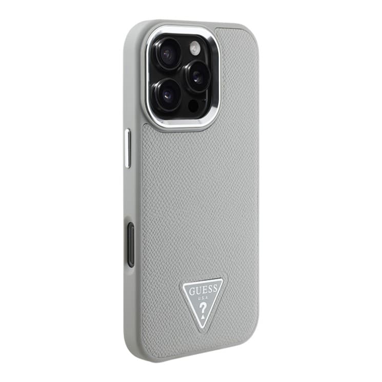 Guess iPhone 16 Pro Hoesje | PU Leder + Driehoek Logo | MagSafe