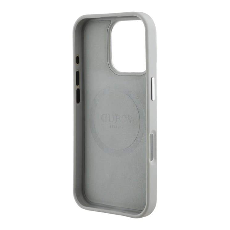 Guess iPhone 16 Pro Hoesje | PU Leder + Driehoek Logo | MagSafe