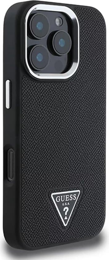 Guess iPhone 16 Pro Hoesje | PU Leder + Driehoek Logo | MagSafe
