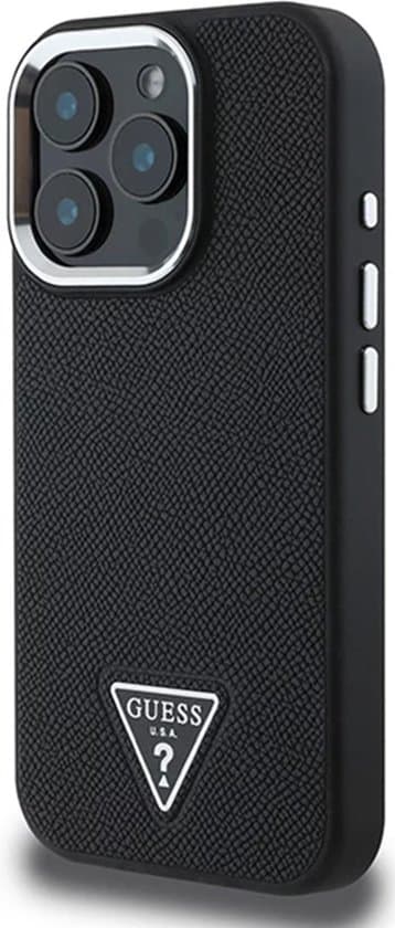 Guess iPhone 16 Pro Hoesje | PU Leder + Driehoek Logo | MagSafe