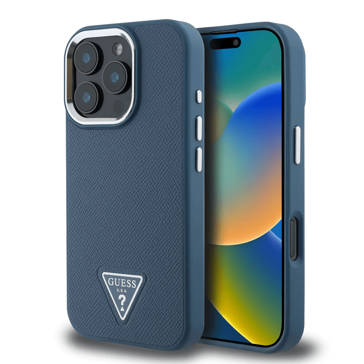 Guess iPhone 16 Pro Hoesje | PU Leder + Driehoek Logo | MagSafe
