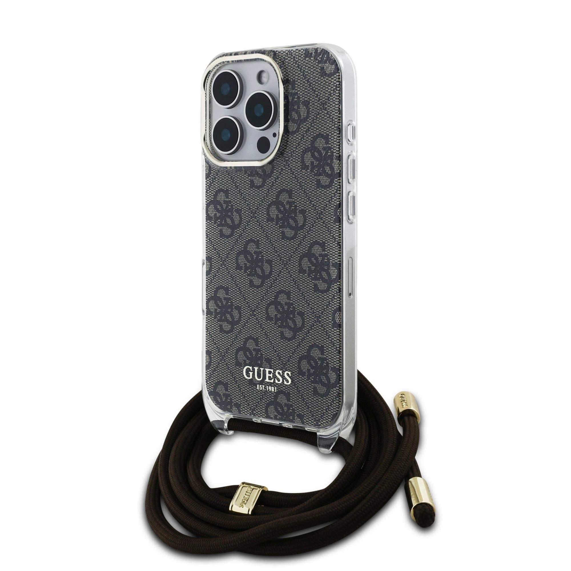 Guess iPhone 16 Pro Hoesje | Crossbody Snoer 4G Print