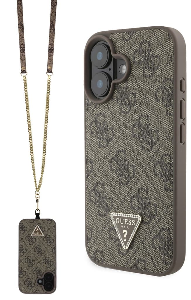 Guess Hardcase PU-gewatteerd Metalen Logo Zwart voor iPhone 16 Plus