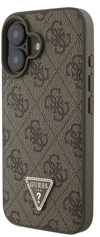 Guess Hardcase PU-gewatteerd Metalen Logo Zwart voor iPhone 16 Plus
