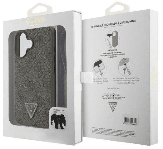 Guess Hardcase PU-gewatteerd Metalen Logo Zwart voor iPhone 16 Plus