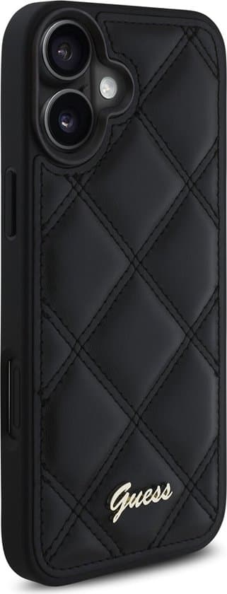 Guess iPhone 16 Plus Hoesje | Zwarte Gewatteerde Hardcase