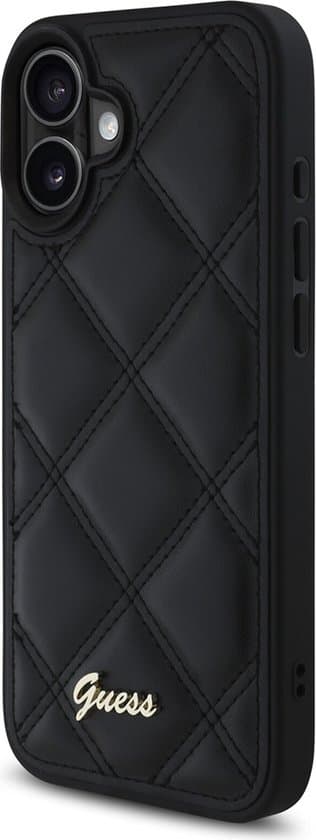 Guess iPhone 16 Plus Hoesje | Zwarte Gewatteerde Hardcase