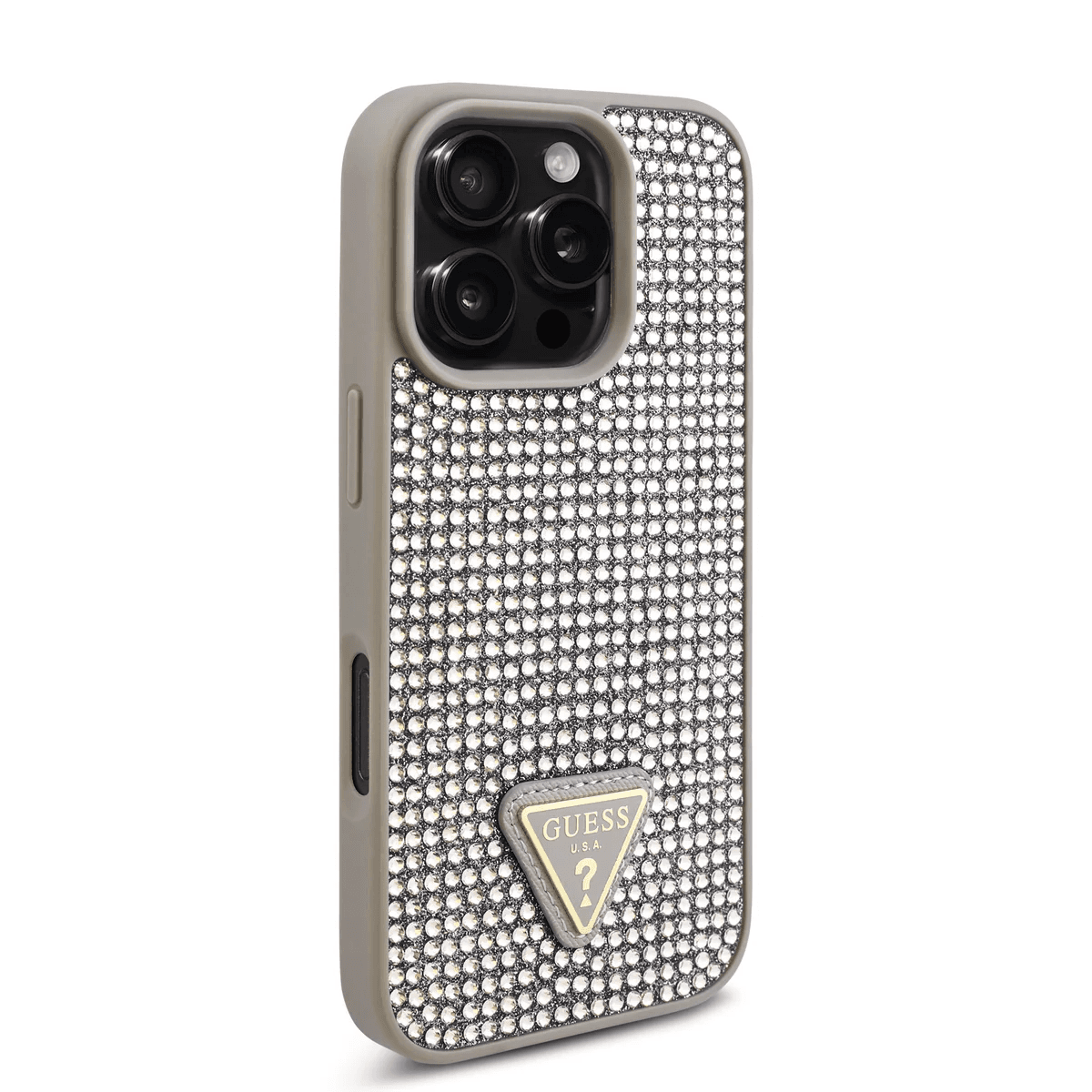 Guess iPhone 16 Pro Hoesje | Rhinestone Triangle Logo