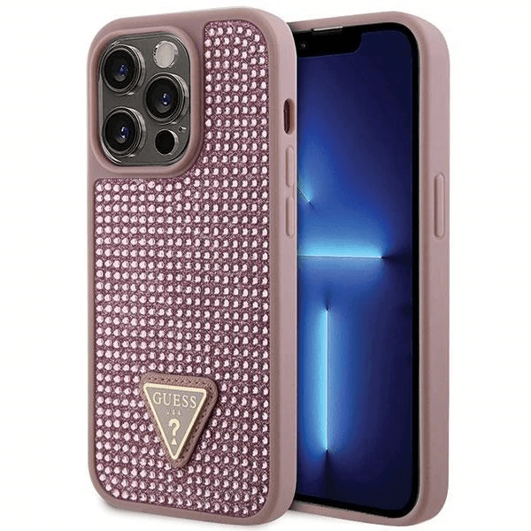 Guess iPhone 16 Pro Hoesje | Rhinestone Triangle Logo