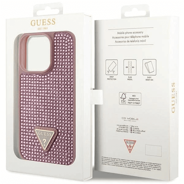 Guess iPhone 16 Pro Hoesje | Rhinestone Triangle Logo