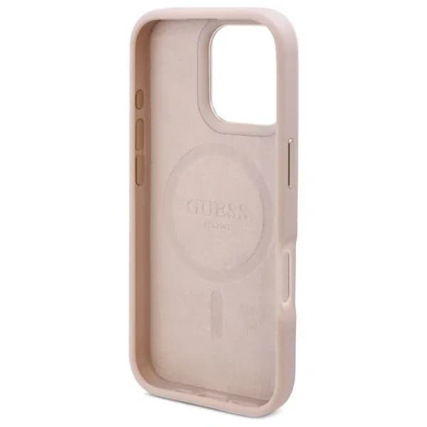 Guess iPhone 16 Pro Hoesje | Roze Hardcase 4G Logoplaat