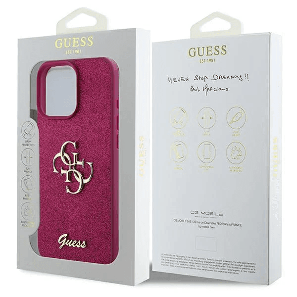 Guess iPhone 16 Pro Hoesje | Glitter Hardcase + Big 4G Logo