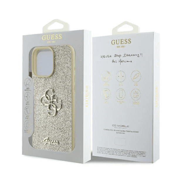 Guess iPhone 16 Pro Hoesje | Glitter Hardcase + Big 4G Logo