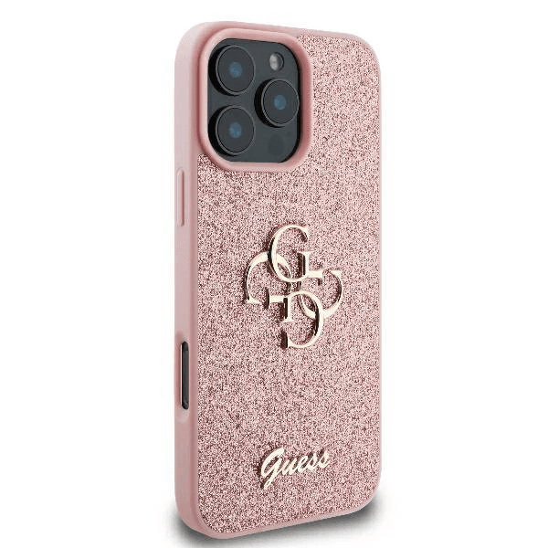 Guess iPhone 16 Pro Hoesje | Glitter Hardcase + Big 4G Logo