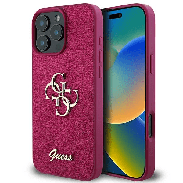 Guess iPhone 16 Pro Hoesje | Glitter Hardcase + Big 4G Logo