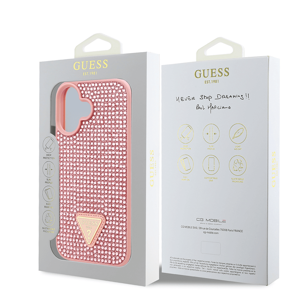 Guess iPhone 16 Plus Hardcase | Metal Logo + Rhinestones