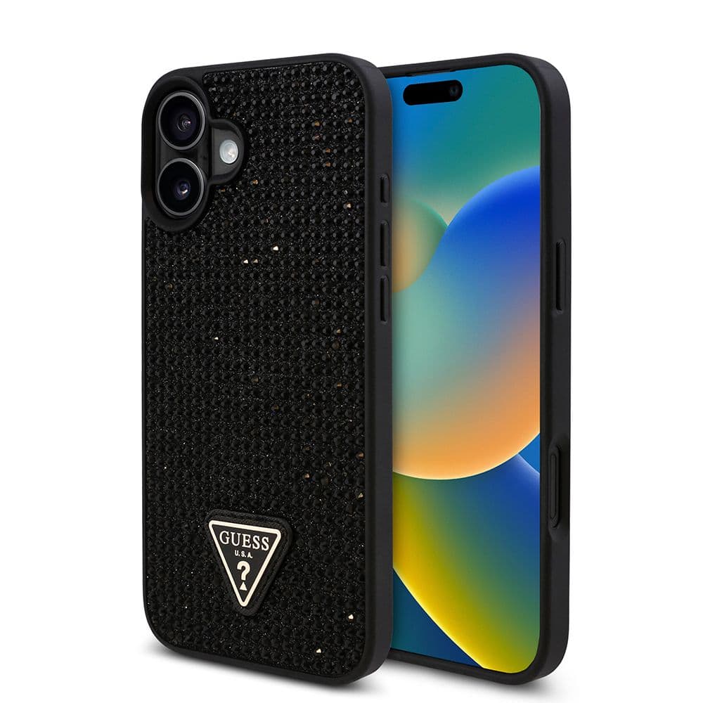 Guess iPhone 16 Plus Hardcase | Metal Logo + Rhinestones