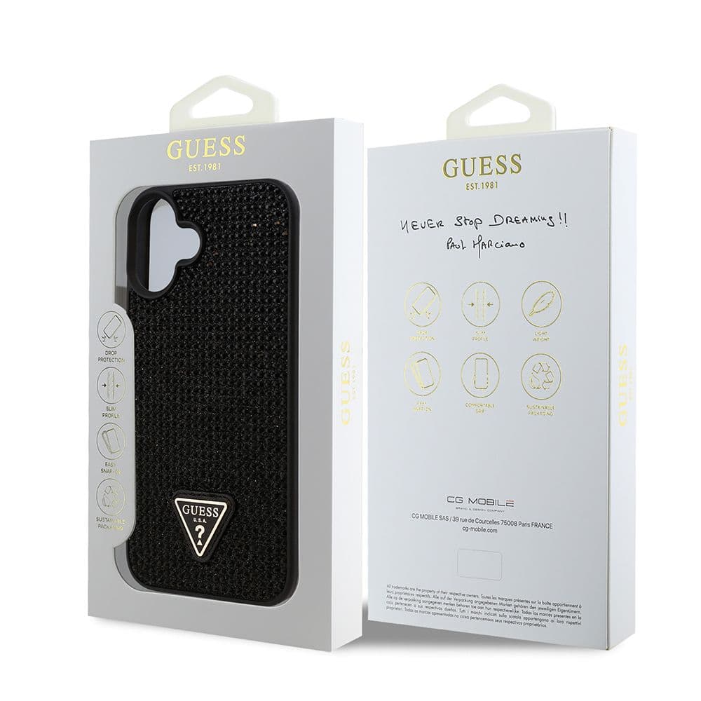 Guess iPhone 16 Plus Hardcase | Metal Logo + Rhinestones