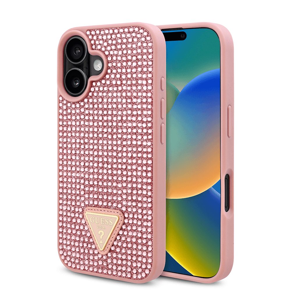 Guess iPhone 16 Plus Hardcase | Metal Logo + Rhinestones