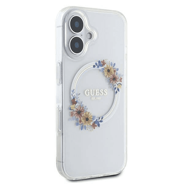 Guess iPhone 16 Plus | Hardcase Bloemenkrans | Duurzaam | MagSafe compatibel