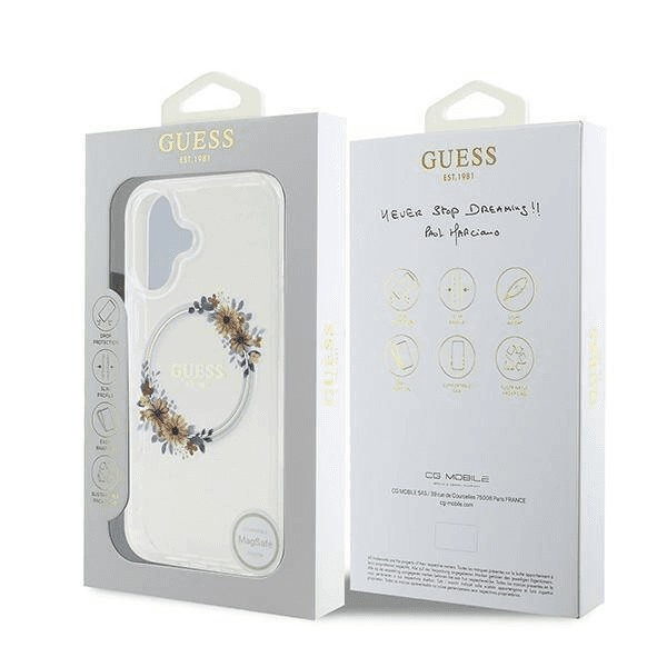 Guess iPhone 16 Plus | Hardcase Bloemenkrans | Duurzaam | MagSafe compatibel