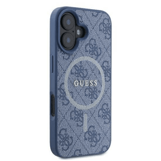 Guess iPhone 16 Hoesje | Blauwe Hardcase 4G Ring MagSafe