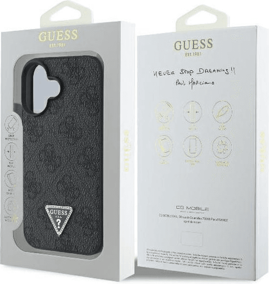 Guess iPhone 16 Hoesje | PU Leer 4G Driehoek Strass