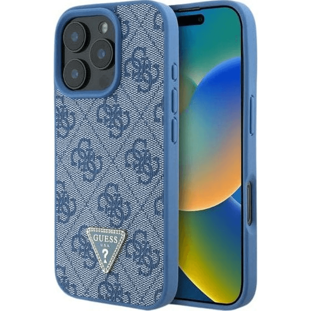 Guess iPhone 16 Hoesje | PU Leer 4G Driehoek Strass
