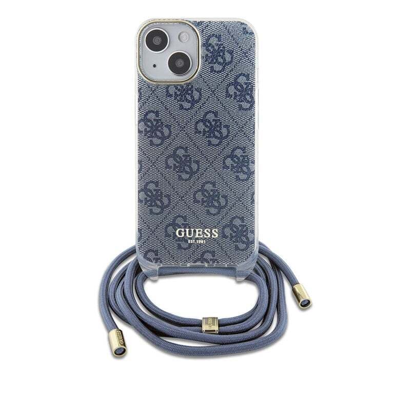 Guess iPhone 15 Back Cover Case - Crossbody Cord - 4G Print | Stijlvolle Bescherming