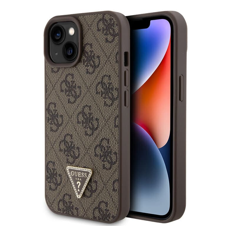 Guess iPhone 15 Hardcase 4G Driehoek Strass | Stijlvolle Bescherming